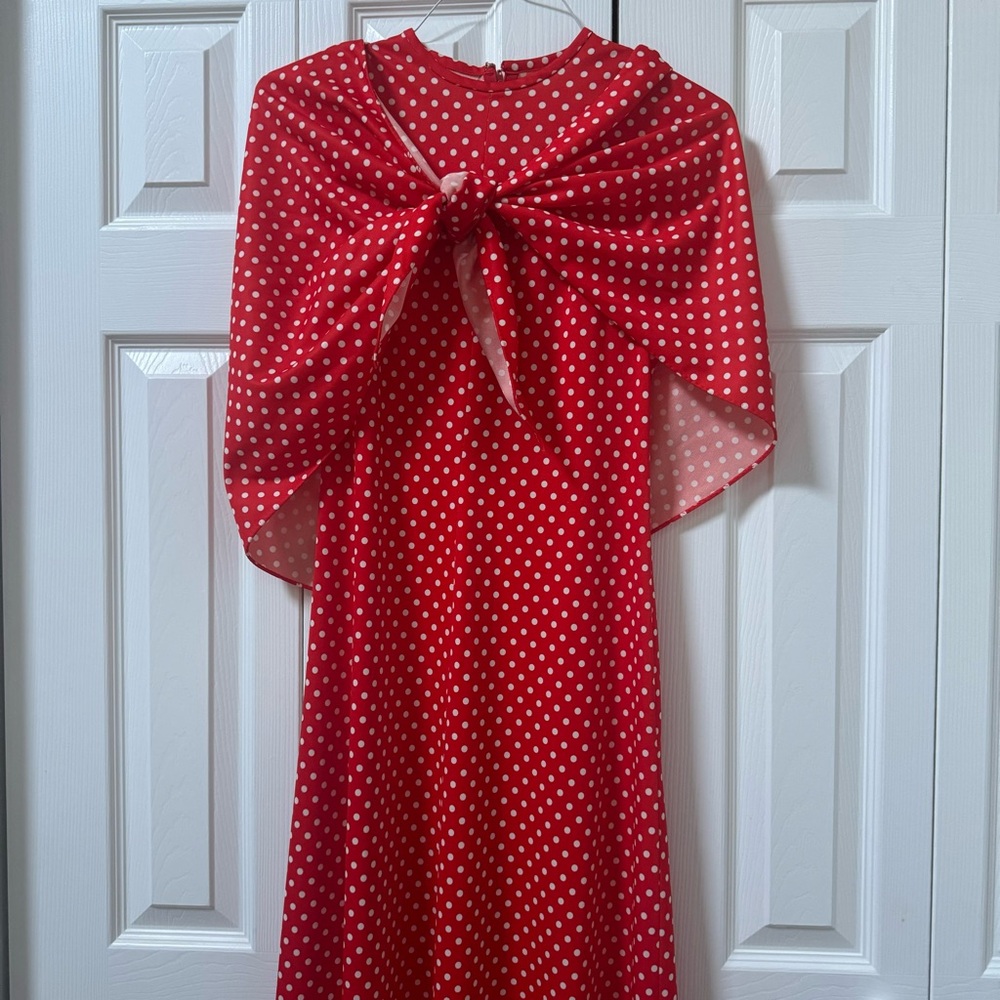 Vintage polka dot maxi dress with shawl